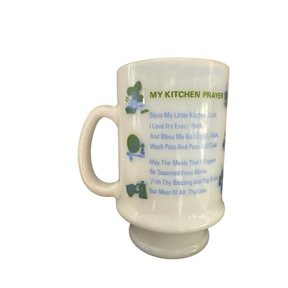 Vintage Milk Glass Mug My Kitchen Prayer  60's Cup, Request for Blessings - Picture 1 of 6
